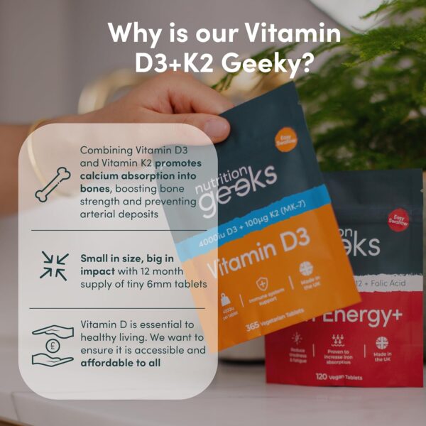 NUTRITION GEEKS Vitamin D3+  K2 Tablets - Image 2